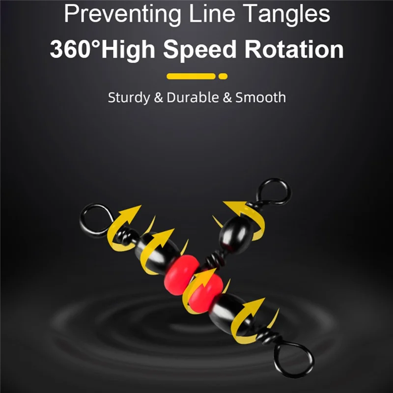 20Pcs / Set Fishing Connector Three Way Barrel Swivel Snap Ring with Beads for Fishhook Lure Line - 8x10