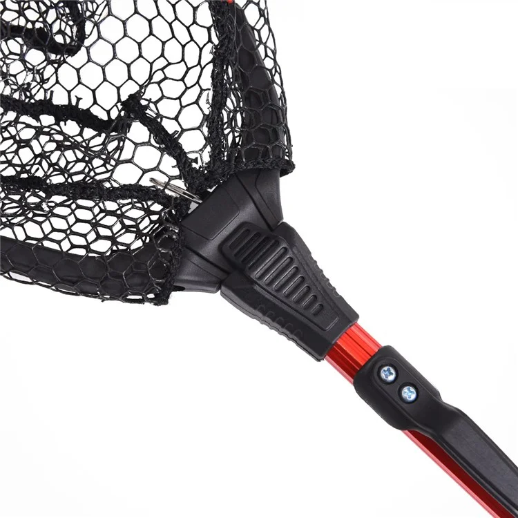 LEO 27703 Foldable Anti-Snag Triangle Mesh Portable Fishing Net with Aluminum Alloy Rod - Red