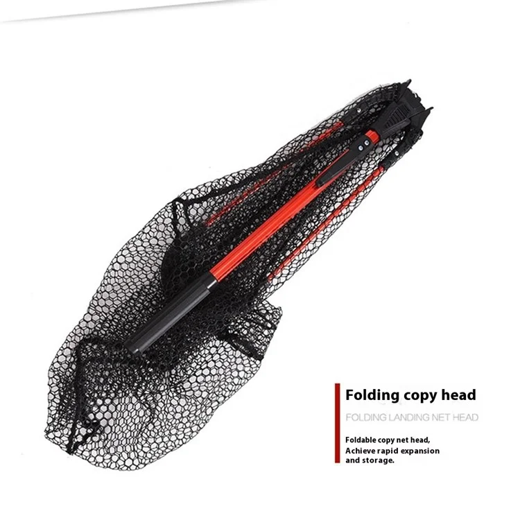 LEO 27703 Foldable Anti-Snag Triangle Mesh Portable Fishing Net with Aluminum Alloy Rod - Red