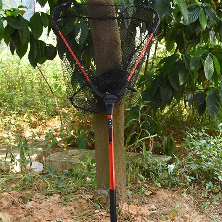 LEO 27703 Foldable Anti-Snag Triangle Mesh Portable Fishing Net with Aluminum Alloy Rod - Red