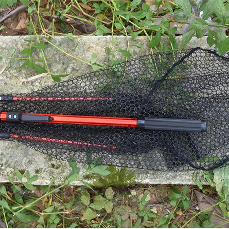LEO 27703 Foldable Anti-Snag Triangle Mesh Portable Fishing Net with Aluminum Alloy Rod - Red