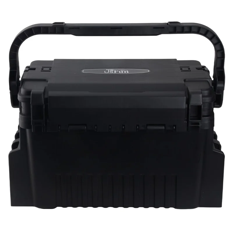 JSFUN FB90 Fishing Box Organizer Multi-Function Lure Live Fish Bucket Thicken Storage Box, Size L: 43x18.5x28cm - Black