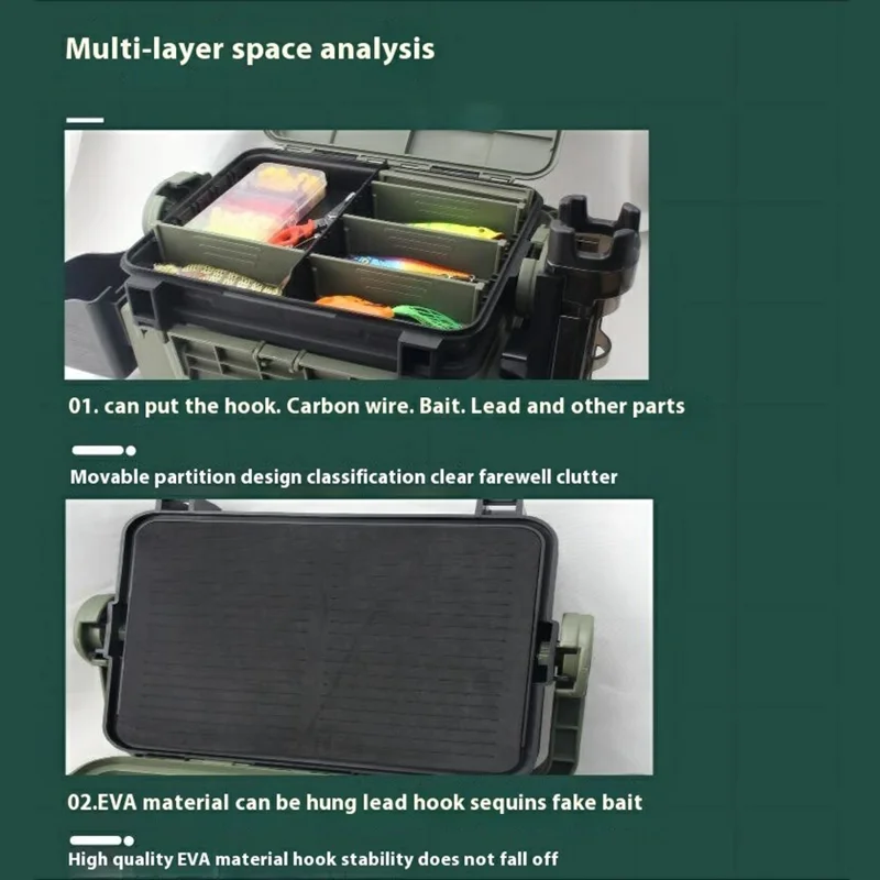 JSFUN FB90 Fishing Box Organizer Multi-function Lure Live Fish Bucket Thicken Storage Box, Size S: 31.5x17.7x23cm - Blue+Black