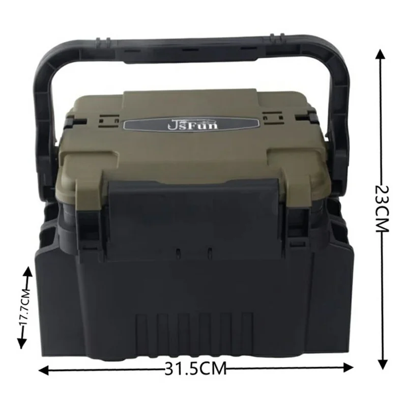 JSFUN FB90 Fishing Box Organizer Multi-function Lure Live Fish Bucket Thicken Storage Box, Size S: 31.5x17.7x23cm - Blue+Black