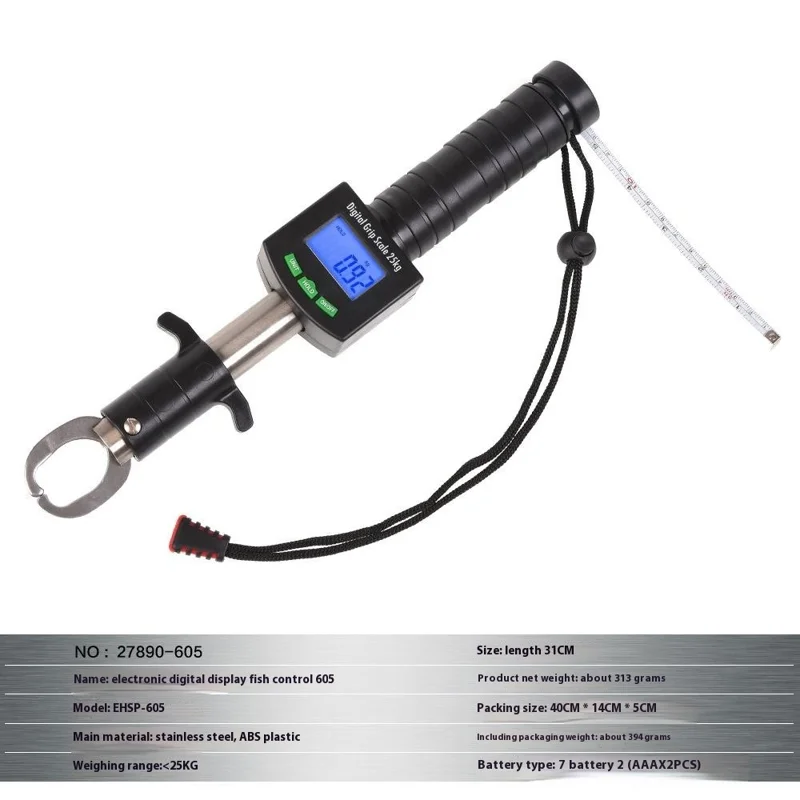 LEO 27890-605 Fish Grip Cyfrowy wyświetlacz 25KG Waga ze stali nierdzewnej Żabka do ryb