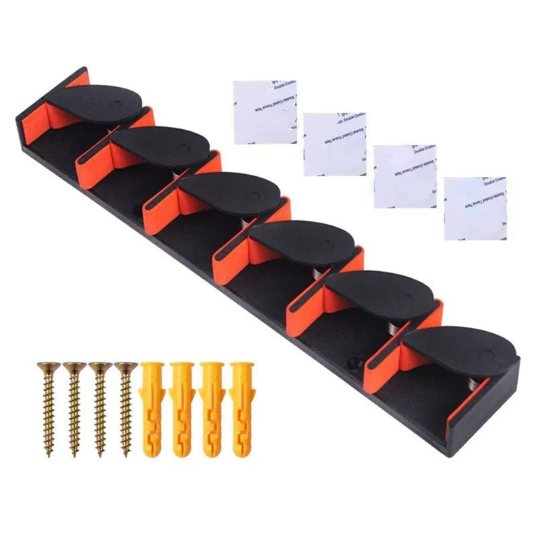 Wall Mount Fishing Rod Holder Quick Release Clamp Fishing Pole Storage Display Rack for 6 Rods - Orange