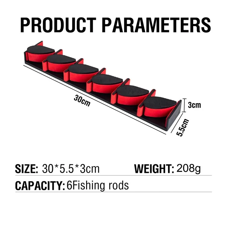 Wall Mount Fishing Rod Holder Quick Release Clamp Fishing Pole Storage Display Rack for 6 Rods - Orange