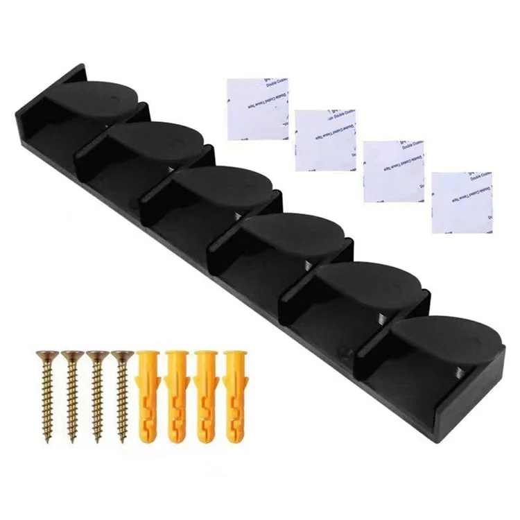 Wall Mount Fishing Rod Holder Quick Release Clamp Fishing Pole Storage Display Rack for 6 Rods - Black