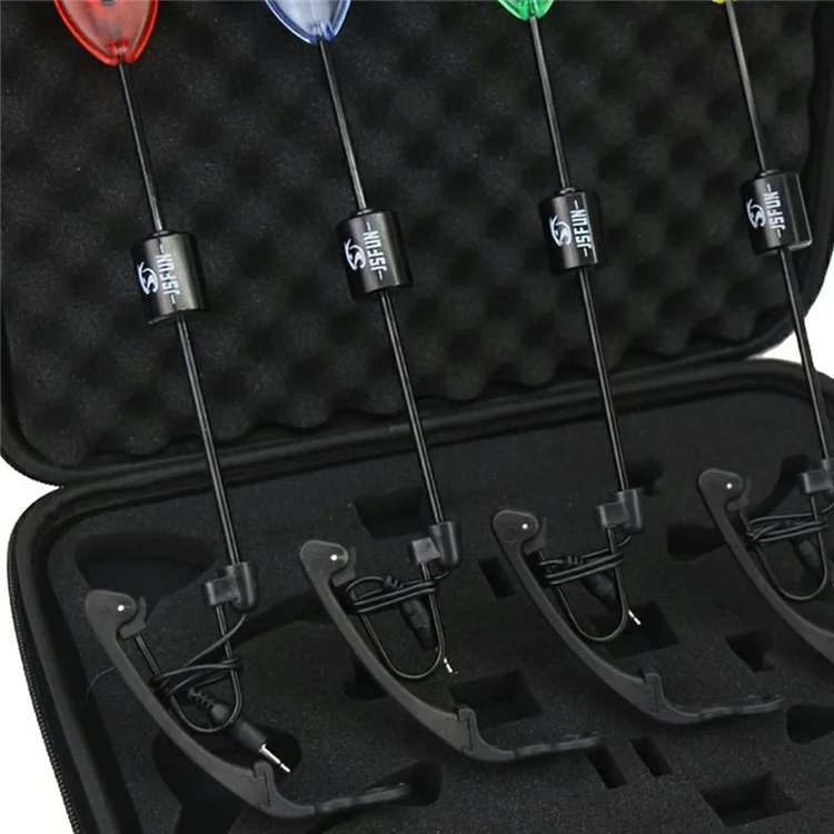 JSFUN 4 Pcs / Ensemble Indicateur de Touche de Pêche avec Lumières de Canne à Pêche et Sac de Rangement