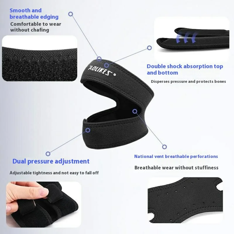 AOLIKES A-7929 1Pc Sports Knee Brace Patella Support Compression Strap for Running Basketball - Black