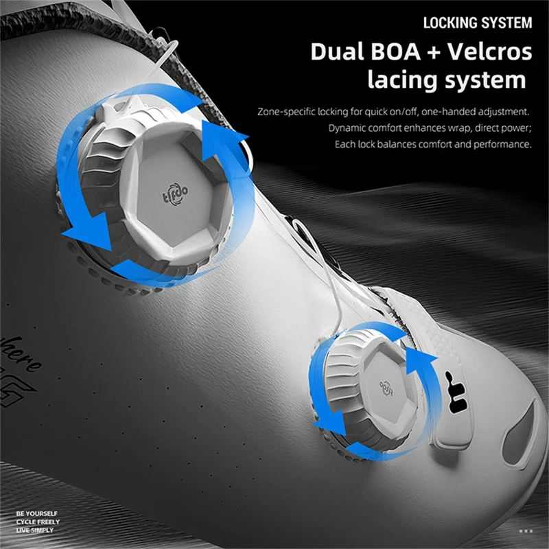 WEST BIKING YP0709059 Zapatillas de Ciclismo de Carbono Microfiber para Bicicleta de Montaña y Carretera con Hebilla Rotativa Doble - Blanco / Talla 36