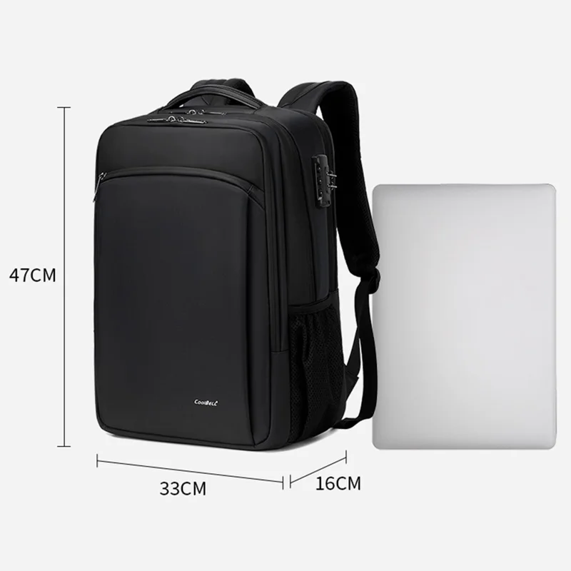 COOLBELL 8308 Zaino per laptop di grande capacità e leggero Studenti Affari Viaggi Impermeabile Anti Furto Daypack - Nero