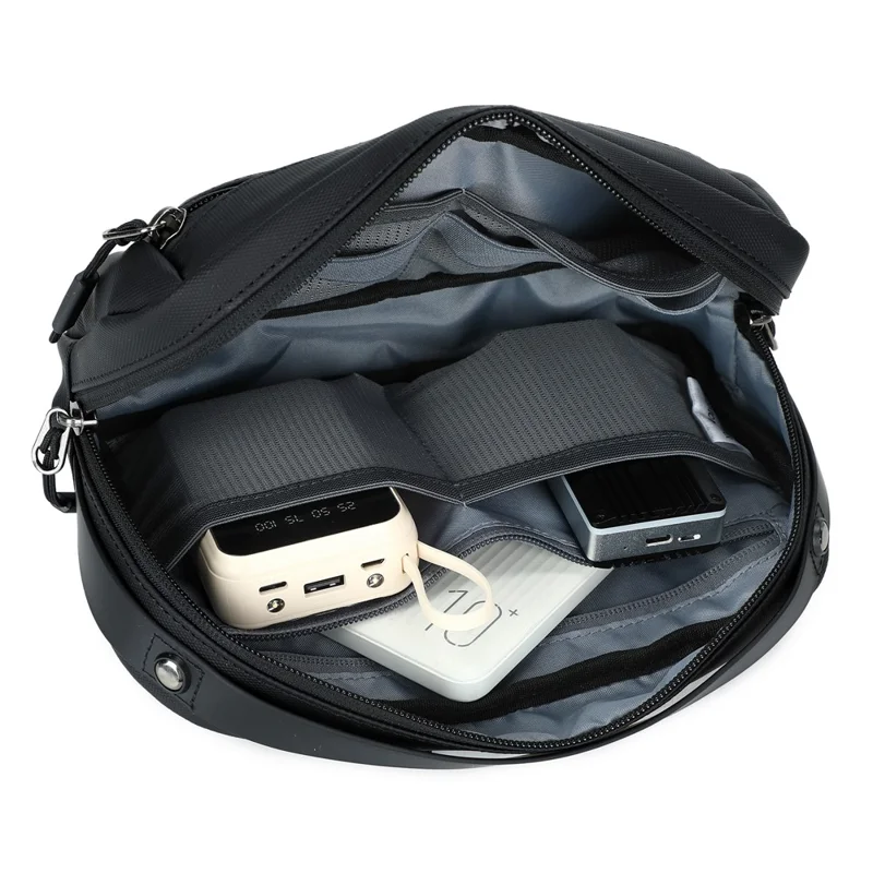 POSO PS-831 Multifunctional Digital Accessories Storage Shoulder Bag Waterproof Crossbody Bag with Tote Handle - Black