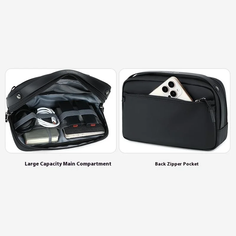 POSO PS-831 Multifunctional Digital Accessories Storage Shoulder Bag Waterproof Crossbody Bag with Tote Handle - Black