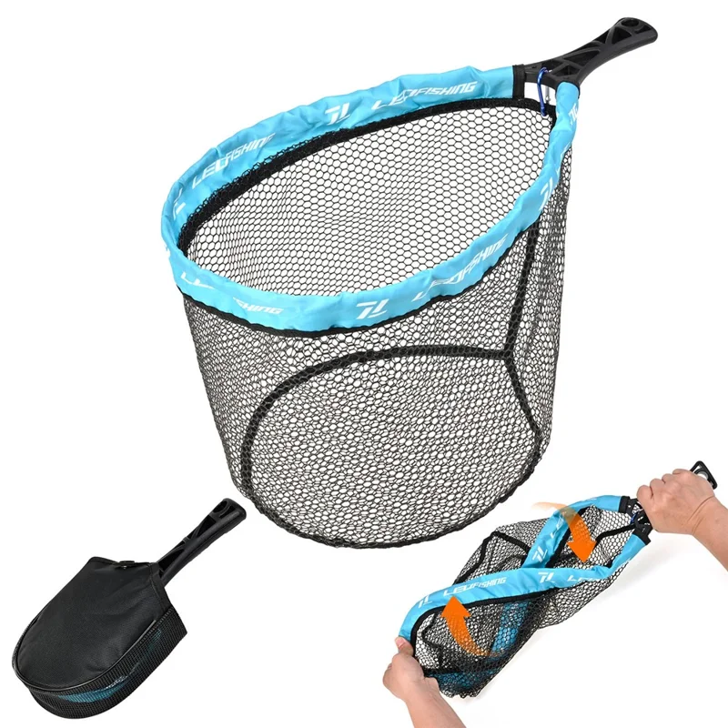 LEOFISHING 28361 Flexible Foldable Landing Net Portable Fish Catching Net for Fly Fishing Waist Carry Fishing Tackle