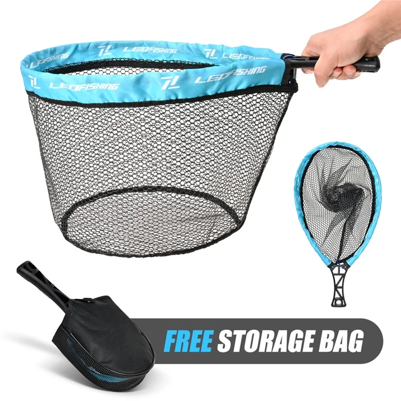 LEOFISHING 28361 Flexible Foldable Landing Net Portable Fish Catching Net for Fly Fishing Waist Carry Fishing Tackle
