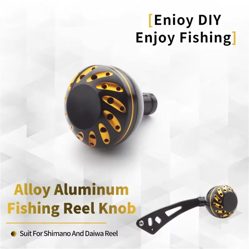 38mm Aluminum Alloy Fishing Reel Rocker Knob Handle Ball Grip Power Handle - Black  /  Silver