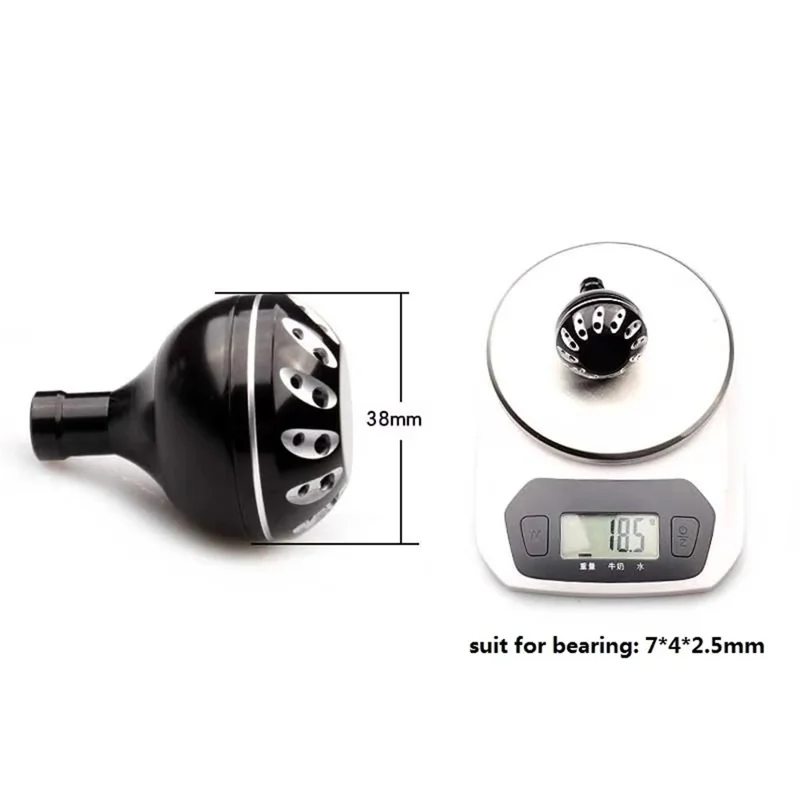 38mm Aluminum Alloy Fishing Reel Rocker Knob Handle Ball Grip Power Handle - Black  /  Silver