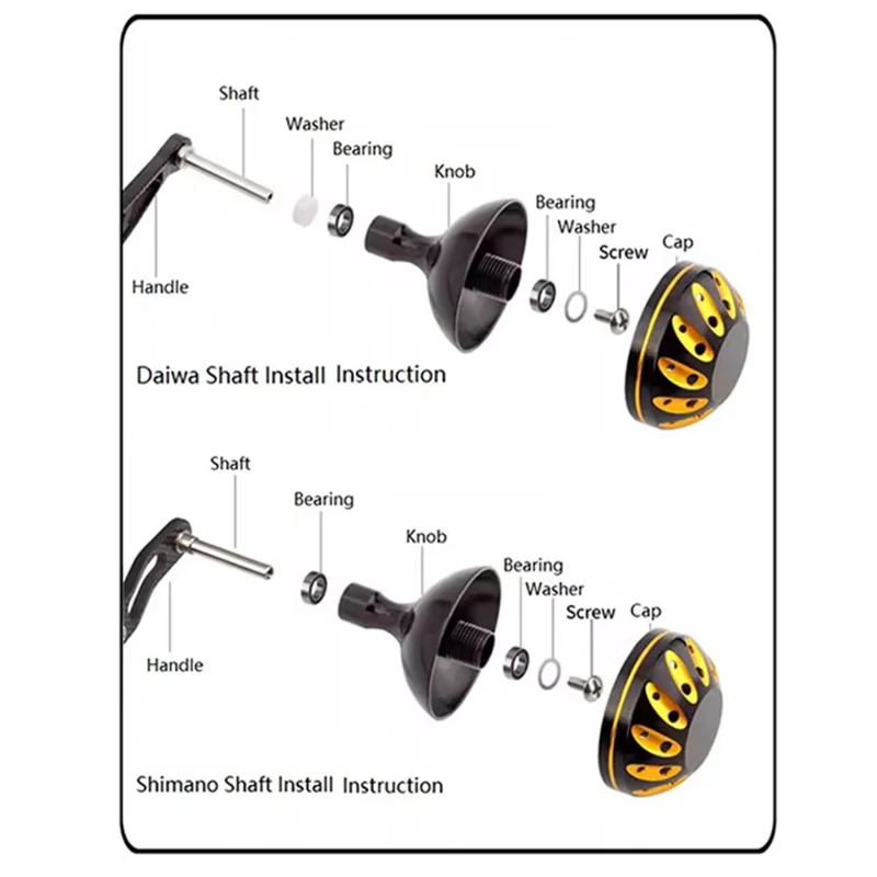 38mm Aluminum Alloy Fishing Reel Rocker Knob Handle Ball Grip Power Handle - Black  /  Silver