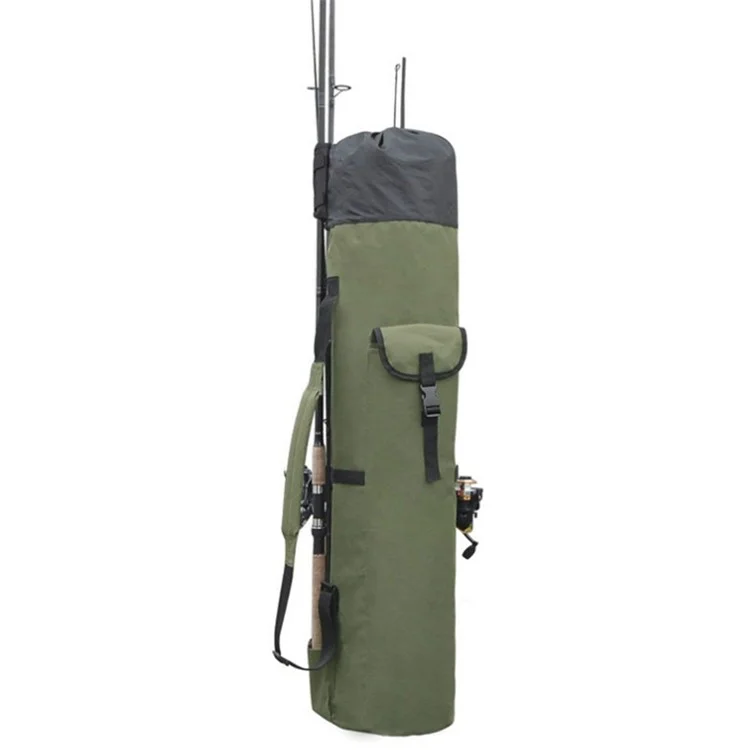 KG0007 Cylindrical Fishing Pole Holder Bag 600D Oxford Cloth Portable Fishing Rod Organizer Bag - Army Green