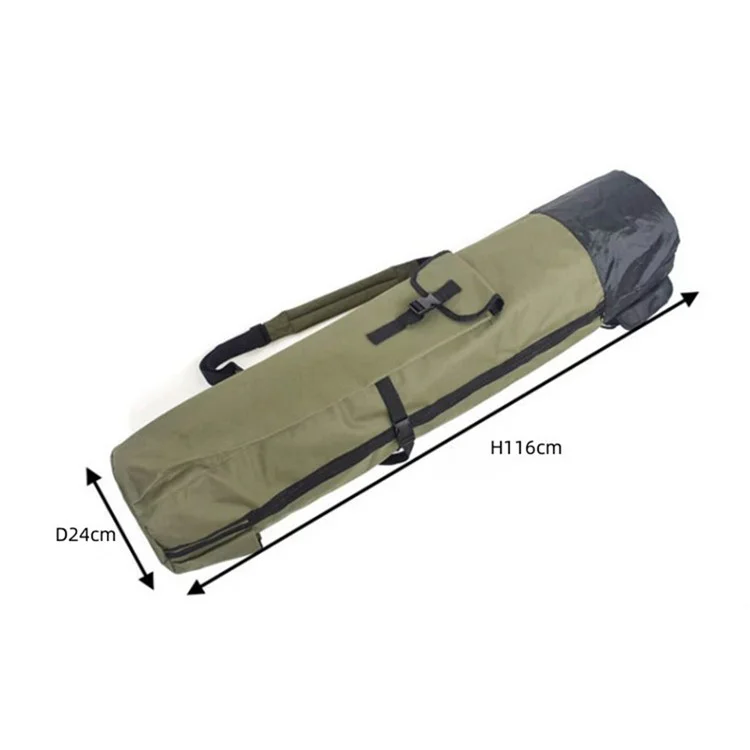 KG0007 Cylindrical Fishing Pole Holder Bag 600D Oxford Cloth Portable Fishing Rod Organizer Bag - Army Green