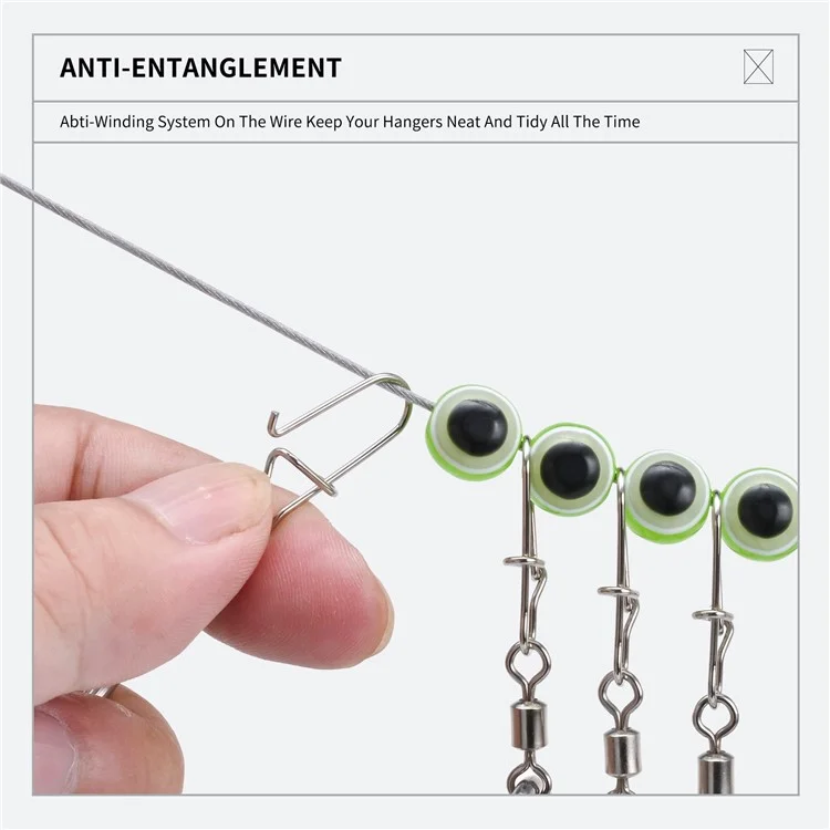 LEO 28282 Stainless Steel  Fish Buckle Lock Fishing Stringer Clip with 7pcs Snaps Fishing Holder Kit - Size L
