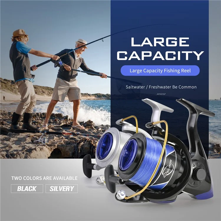 LEO 28265 YF10000 Large Capacity Spinning Reels Lightweight Ultra Smooth Powerful Fishing Reels - Schwarz
