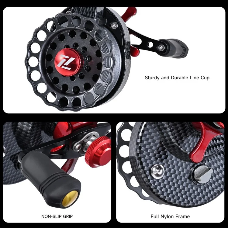 LEO 28220 FTC Moulinet à pieds hauts Spinning 8 lb Max Drag Carbone Texturé Léger Moulinet de pêche - Main droite