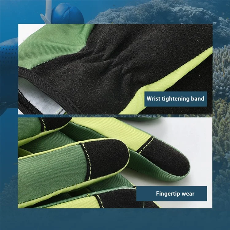 GOLOVEJOY 1 Pair Diving Gloves Anti-skid Snorkeling Surfing Full Finger Gloves - Green / S