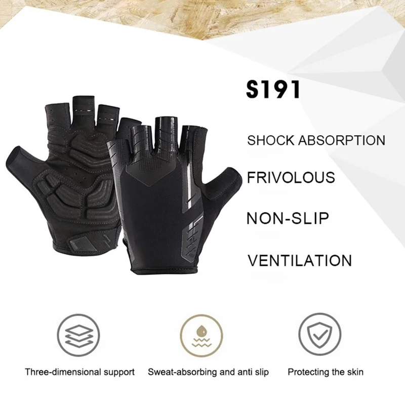 S191 1 Pair Anti-skid Cycling Gloves Unisex Breathable Half Finger Gloves - M