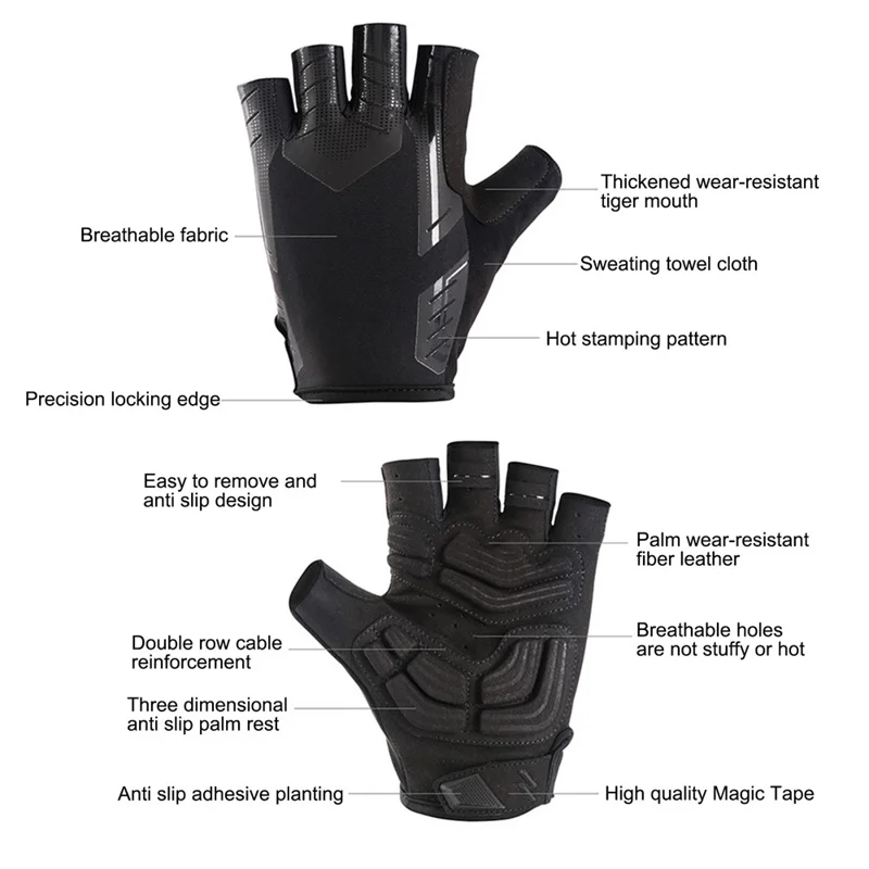 S191 1 Pair Anti-skid Cycling Gloves Unisex Breathable Half Finger Gloves - M
