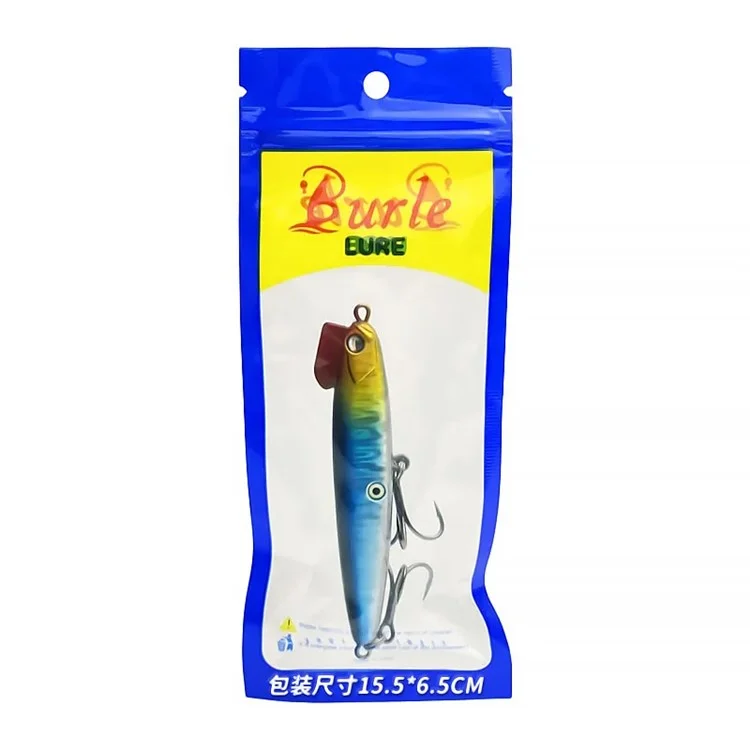 10g Fishing Lure Sinking Pencil Lure Hard Bait Popper 7.5cm Long Fishing Hook - Rot+Silber