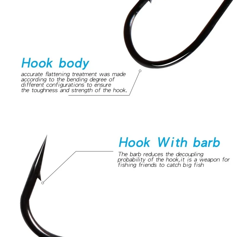 30PCS High-Carbon Steel Long Shank Hook Shark Fishing Hooks for Saltwater - 17.54x5.6mm