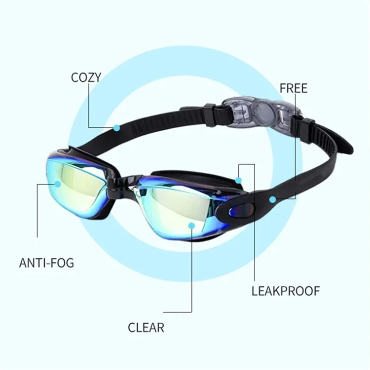 AF2600 Swimming Goggles for Men Women Anti-fog UV Protection Glasses Swim Pool Eyewear - Grey