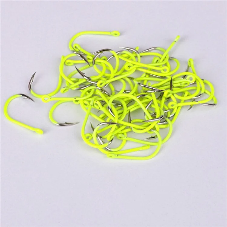 FTK 50 Stück Barbed Sea Fishing Hook Hochkohlenstoffstahl Fluoreszierende Fischhaken - Größe 1