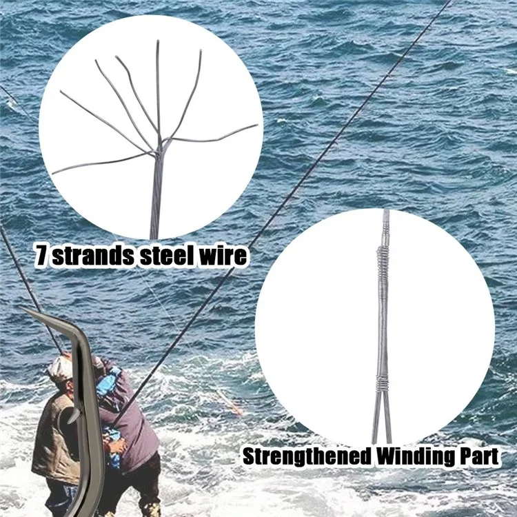 FISHKING 20 pezzi da 16 cm Lenza con filo d'acciaio anti-morso con amo in acciaio al carbonio - Misura 6