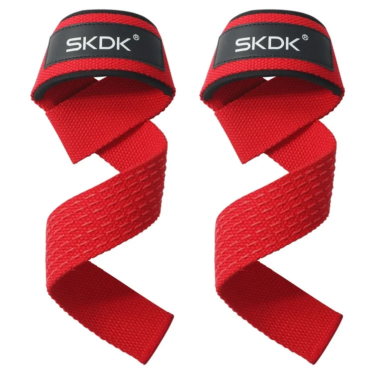 SKDK J46N2 1 Par de Alças de Pulso para Levantamento de Peso Antiderrapantes Suporte de Treinamento Crossfit Alças de Mão - Vermelho