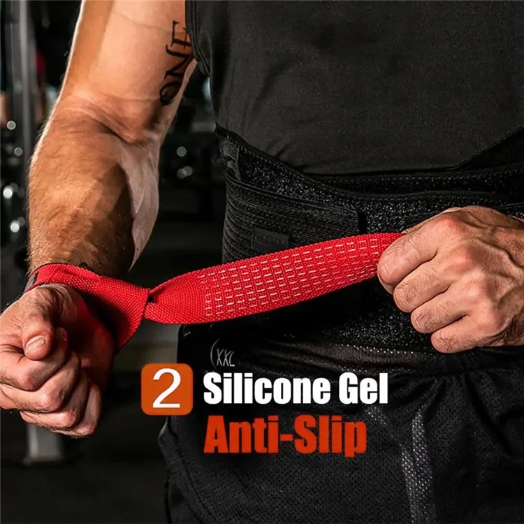 SKDK J46N2 1 Par de Alças de Pulso para Levantamento de Peso Antiderrapantes Suporte de Treinamento Crossfit Alças de Mão - Vermelho