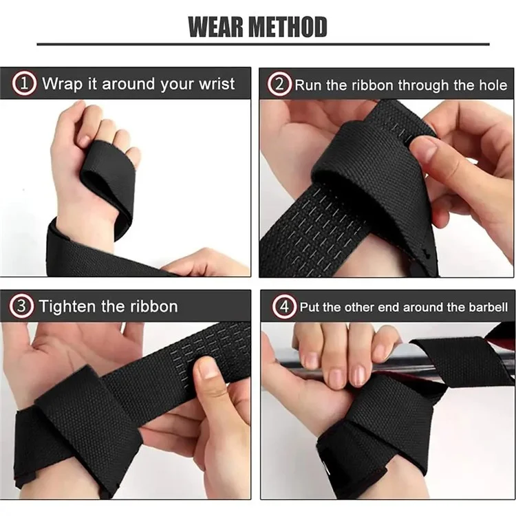 SKDK J46N2 1 Par de Alças de Pulso para Levantamento de Peso Antiderrapantes Suporte de Treinamento Crossfit Alças de Mão - Vermelho