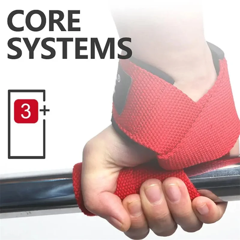 SKDK J46N2 1 Pair Weight Lifting Wrist Straps Non Slip Training Support Crossfit Hand Grip Straps - Black