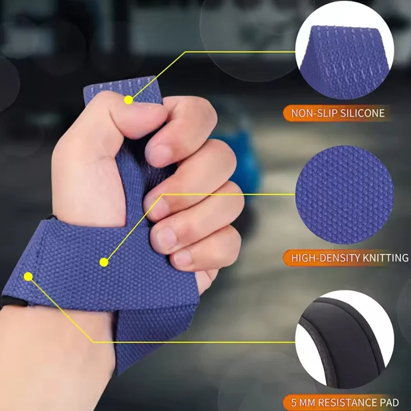 SKDK J46N2 1 Pair Weight Lifting Wrist Straps Non Slip Training Support Crossfit Hand Grip Straps - Black