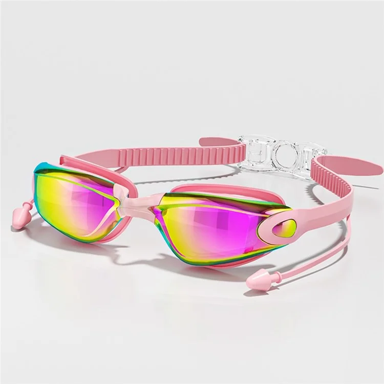 615 Adult Swimming Goggles with S / L Nose Bridge Anti Fog High Definition Swim Glasses for Men Women - Colorful Pink