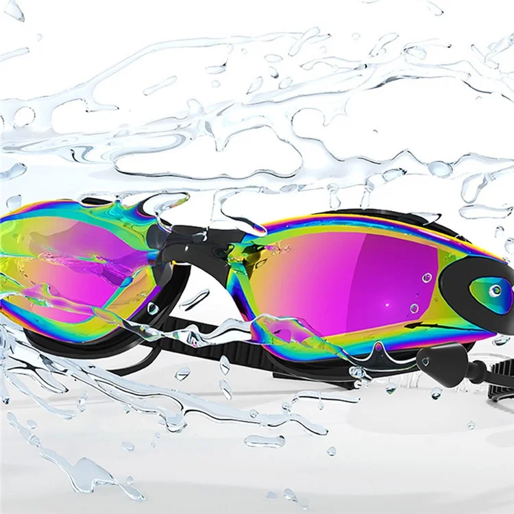 615 Adult Swimming Goggles with S / L Nose Bridge Anti Fog High Definition Swim Glasses for Men Women - Colorful Red