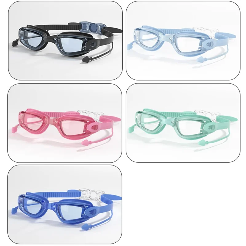 Adult Swimming Goggles with S / L Nose Bridge Nose Clip Ear Plugs Set Anti Fog Swim Glasses - Colorful Red