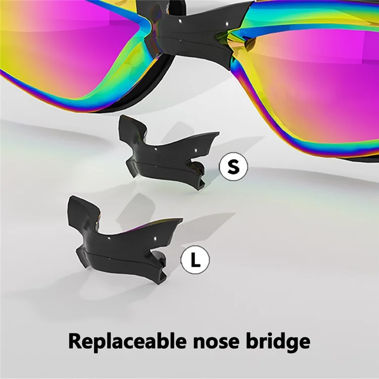 RESHEIR Anti Fog Adults Swimming Goggles Silicone Swim Cap with S  /  L Nose Bridge Nose Clip Ear Plugs - Colorful Black