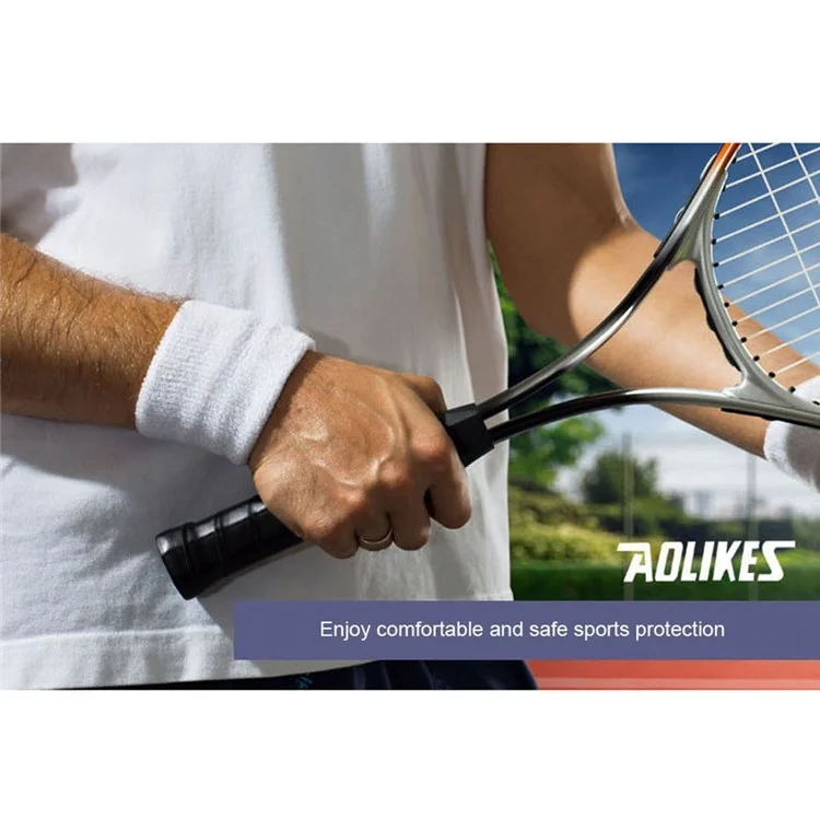 AOLIKES A-0230-8cm 1PC Wrist Sweatbands Sports Soft Sweat Absorbed Wristbands Wrist Bands for Football, Basketball, Running, Golf - Blue-grey