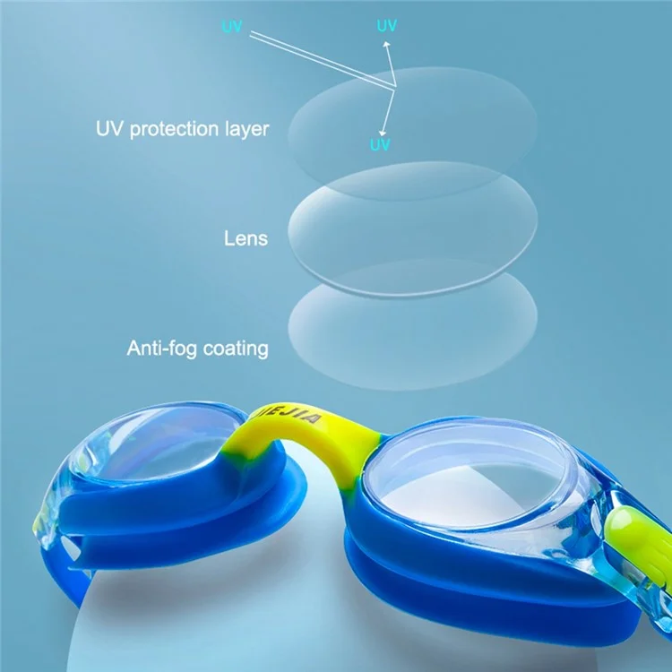 JIEJIA J2670 Kids HD Swimming Goggles Waterproof Glasses Children Anti-Fog Anti-UV Eyeglasses - Yellow