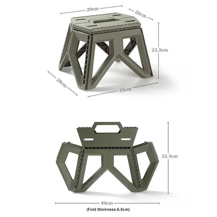 HALIN Plastic Multi-purpose Faltbarer Hocker für den Outdoor-Bereich Tragbarer Campingstuhl für Erwachsene und Kinder - Armeegrün