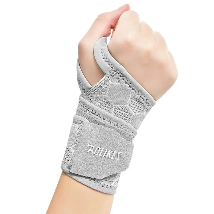 AOLIKES 8001 1Pc Sports Compression Wristband Knitted Bandage Fitness Wrap Wrist Strap - Grey