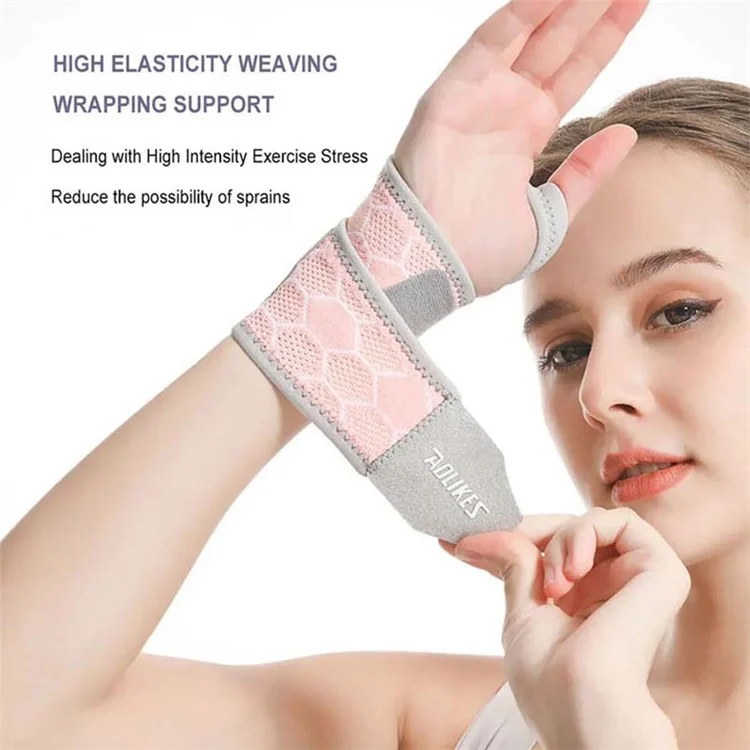 AOLIKES 8001 1Pc Sports Compression Wristband Knitted Bandage Fitness Wrap Wrist Strap - Grey